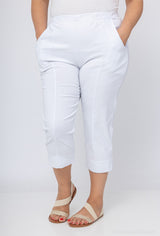 Pantacourt stretch avec poches - Blanc