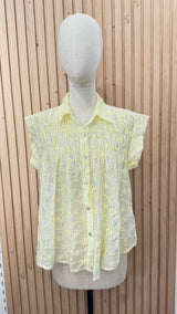 Chemise brodée à fleurs manches courtes