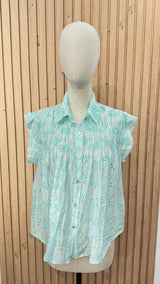 Chemise brodée à fleurs manches courtes