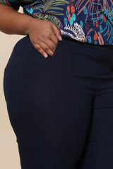 Pantacourt stretch avec poches - Bleu Marine