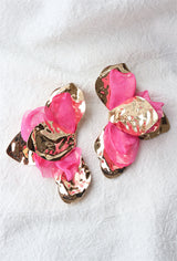 Boucles d'oreilles pétales dorées et colorées