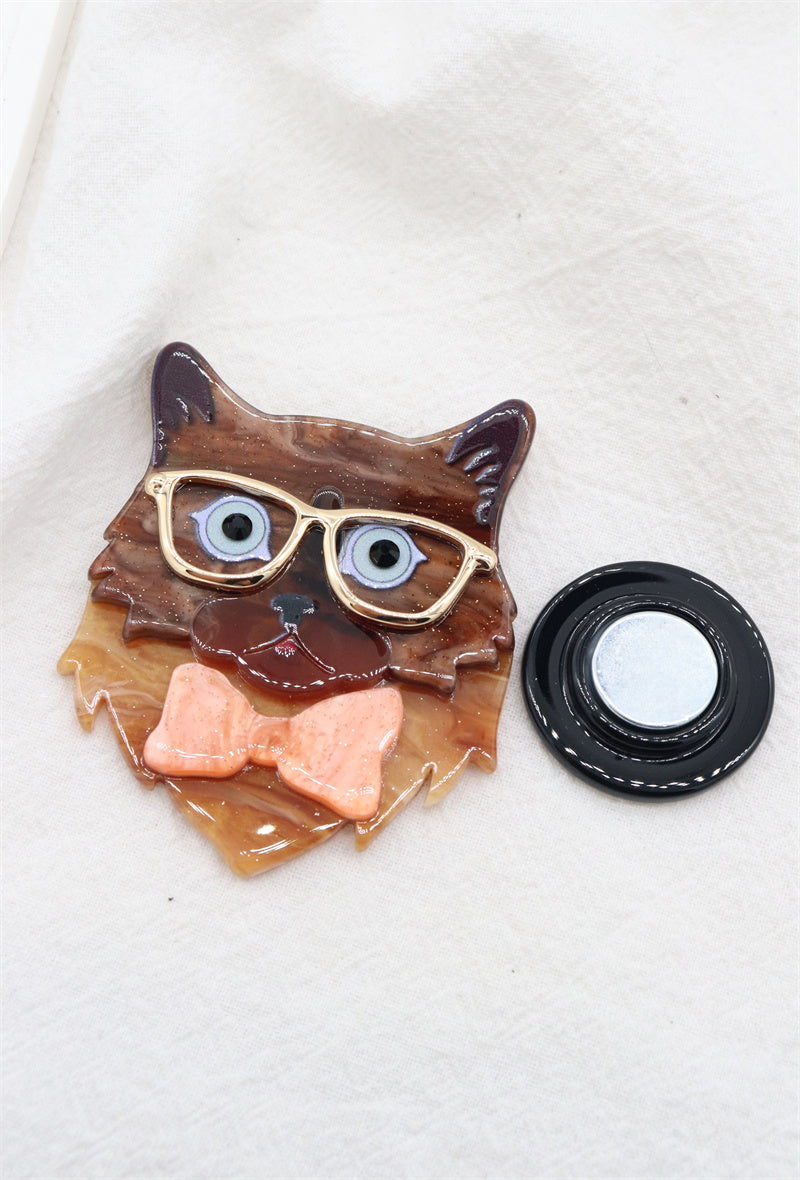 Broche aimantée - Tête de chat en résine