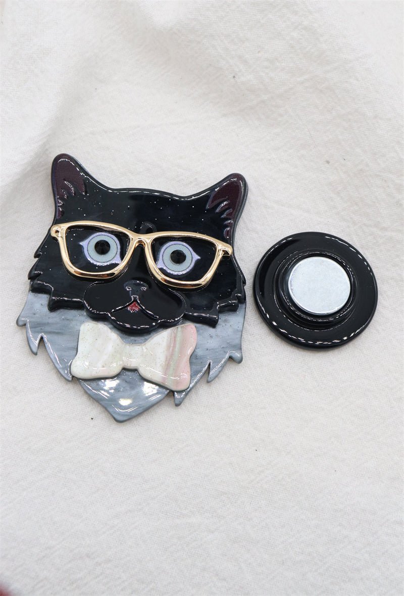 Broche aimantée - Tête de chat en résine