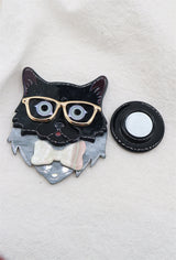 Broche aimantée - Tête de chat en résine