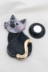Broche aimantée - Chat de dos