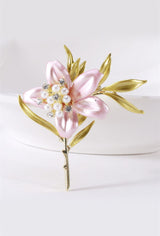 Broche épingle - Fleurs coeur de perles