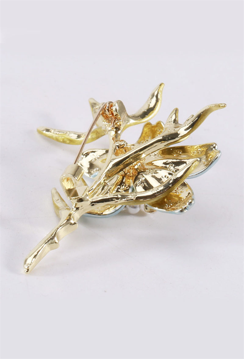 Broche épingle - Fleurs coeur de perles