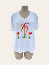 T-shirt doux avec broderie Palmiers