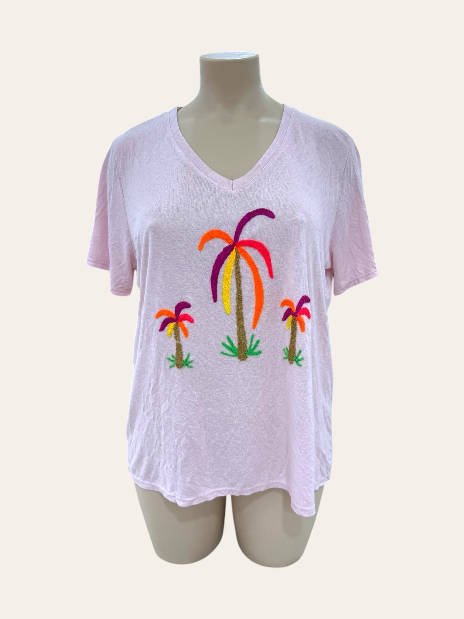 T-shirt doux avec broderie Palmiers