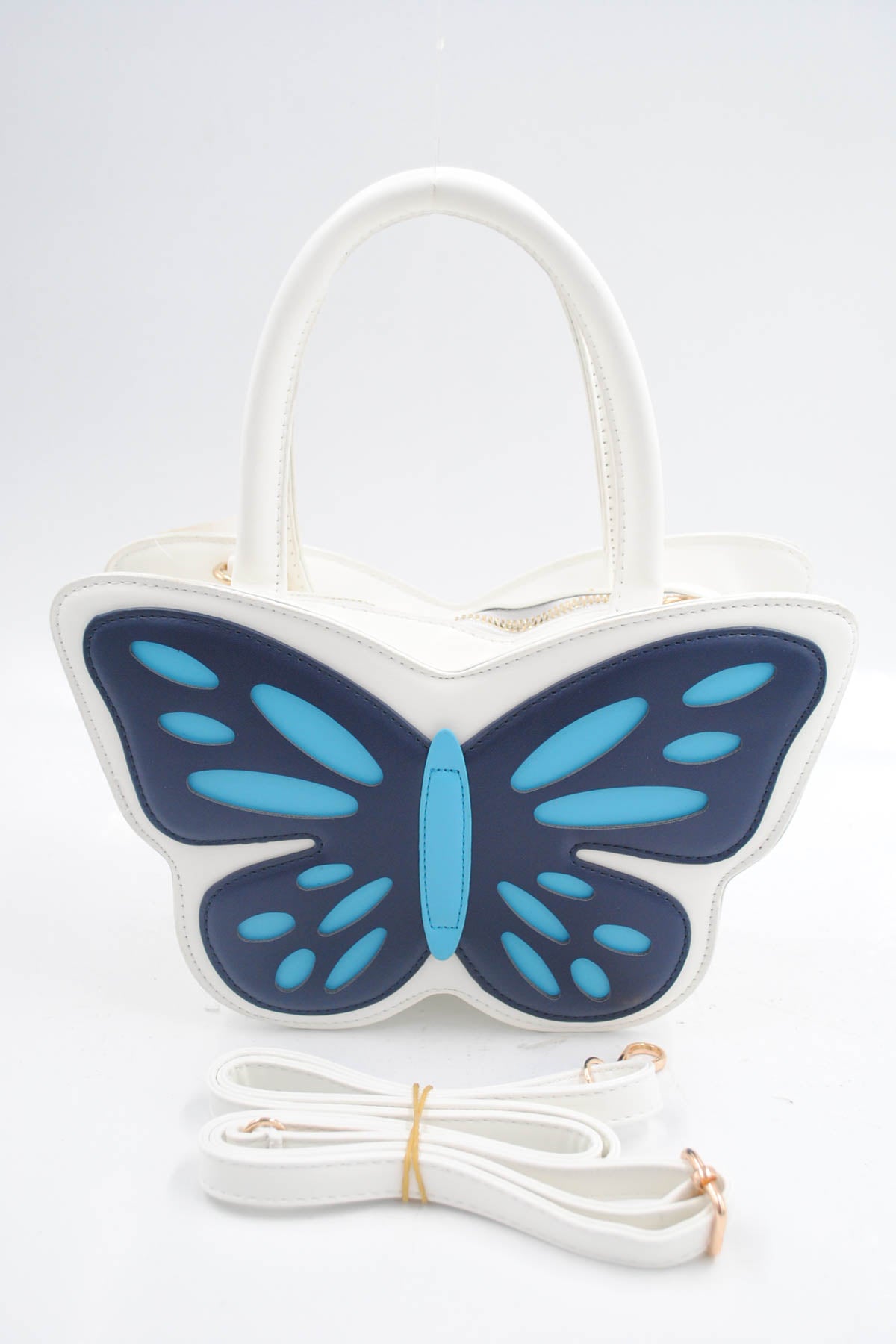 Sac à main Papillon blanc et bleu (petit format)