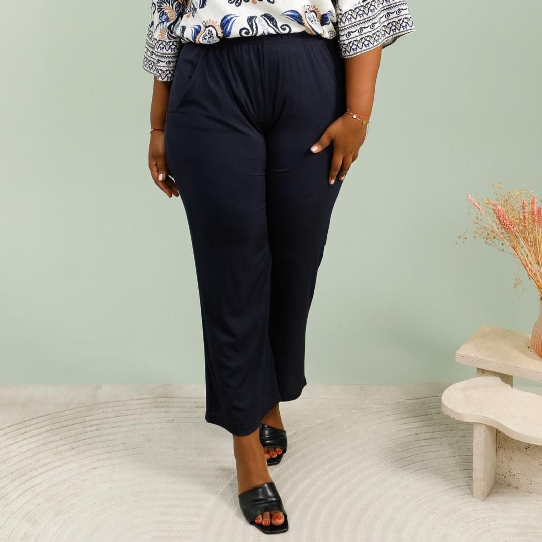 Pantalon droit uni - matière côtelé avec poches