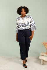Pantalon droit uni - matière côtelé avec poches