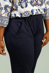 Pantalon droit uni - matière côtelé avec poches