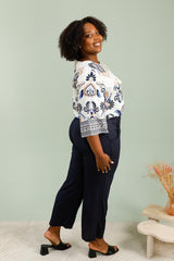 Pantalon droit uni - matière côtelé avec poches