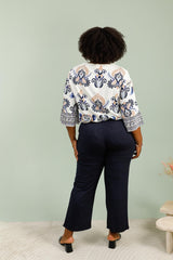 Pantalon droit uni - matière côtelé avec poches