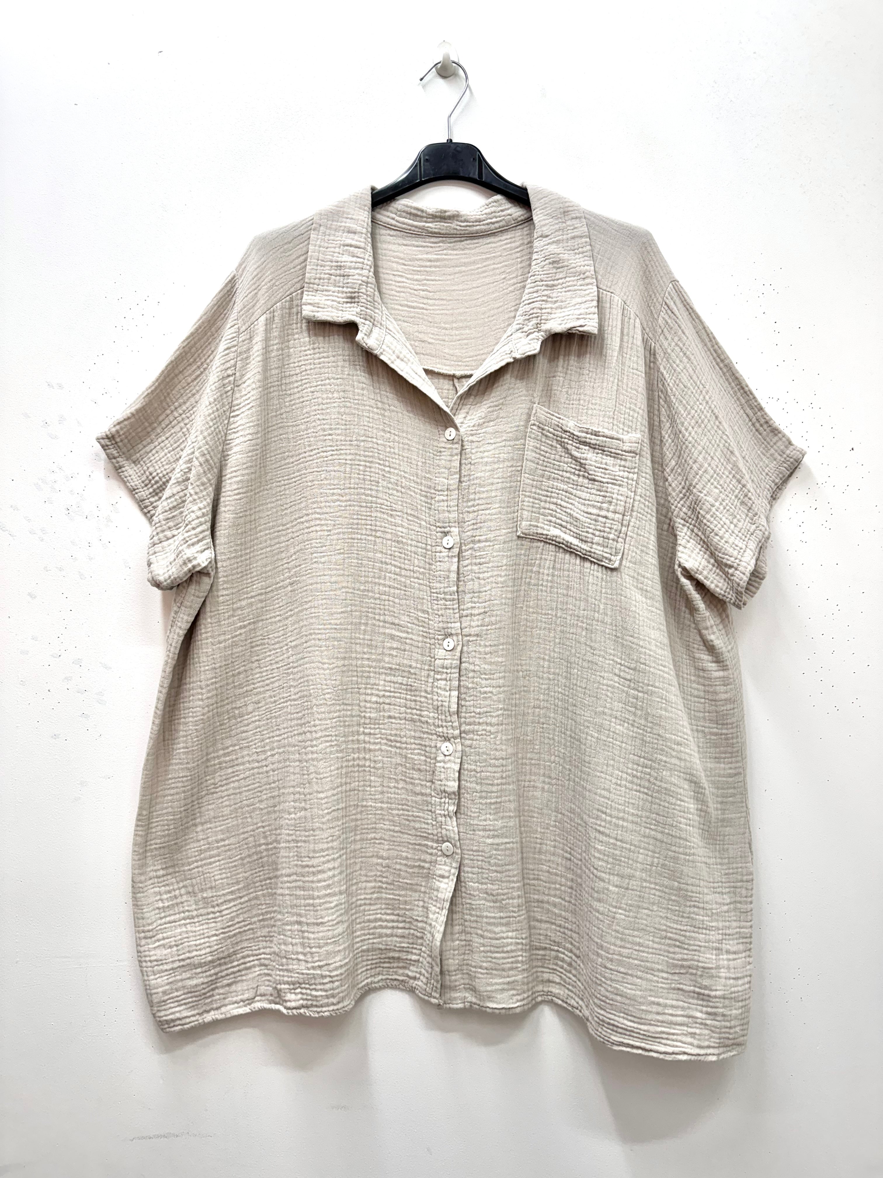 Chemisier en gaze de coton manches courtes
