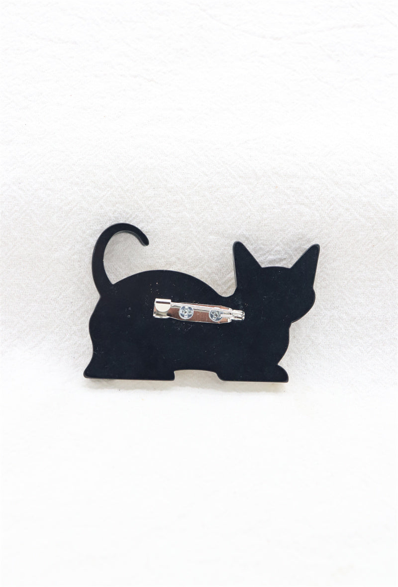 Broche épingle - Chat noir et blanc