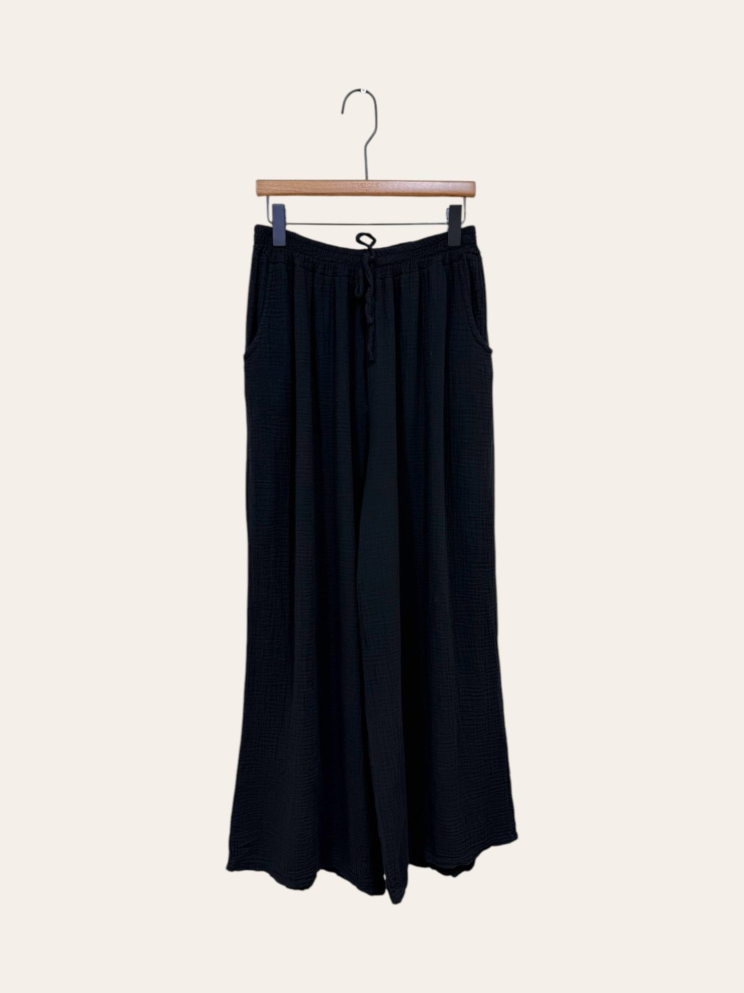 Pantalon taille élast. en gaze de coton