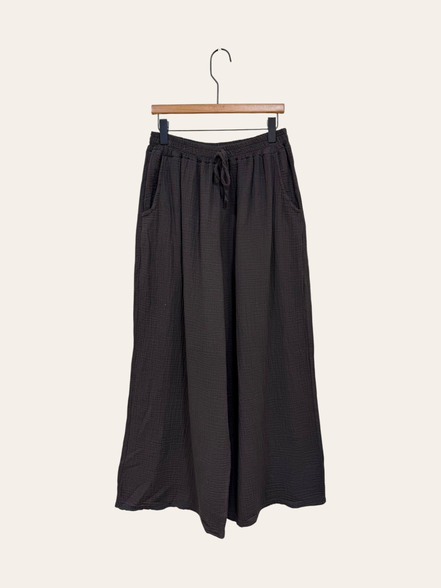 Pantalon taille élast. en gaze de coton