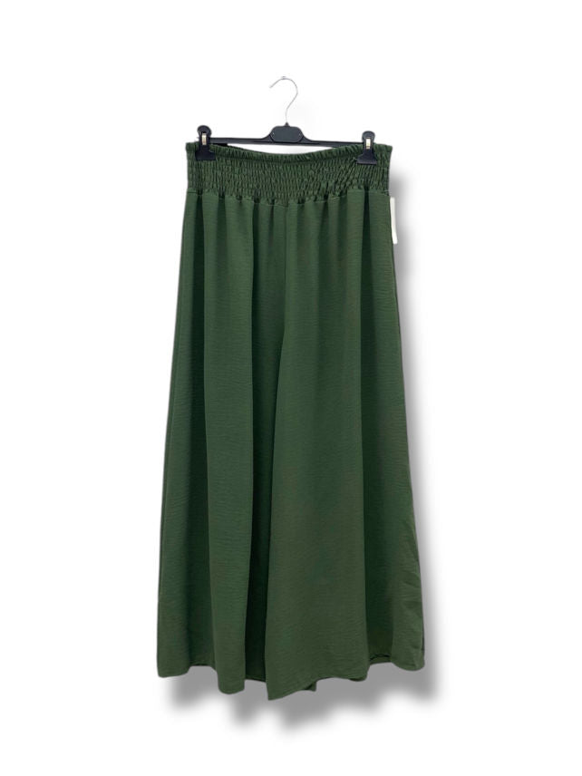 Pantalon fluide taille élastique smockée
