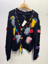 Gilet court coloré  avec fleurs
