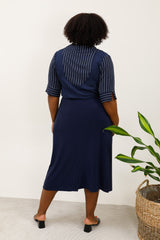 Jupe longue  stretch bleu marine