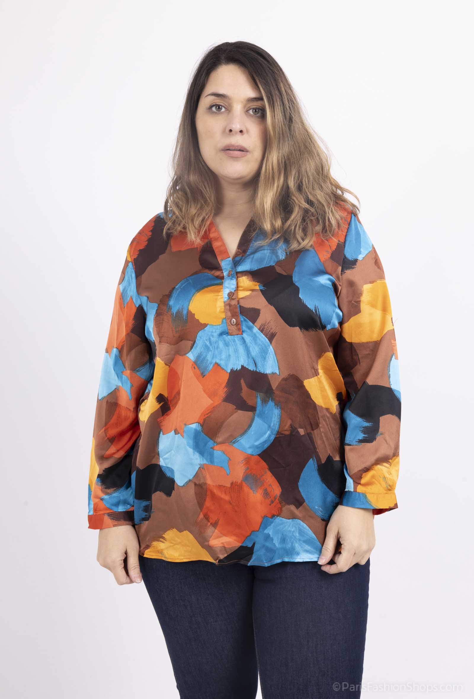 Blouse coup de pinceau touché satin