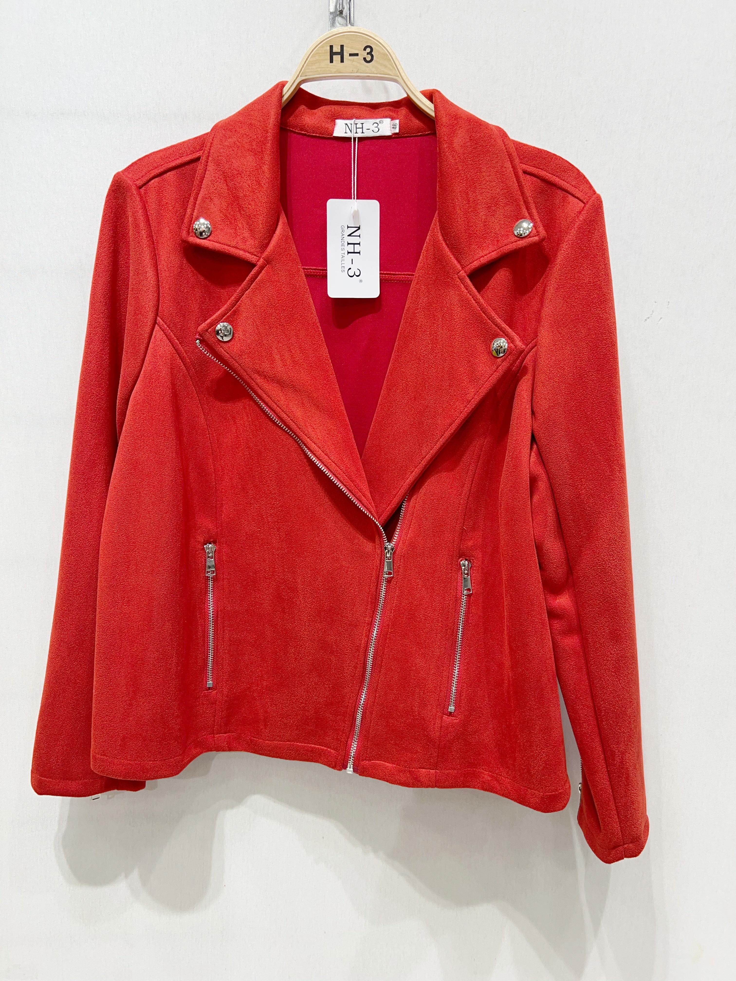 Veste courte en suédine Rouge