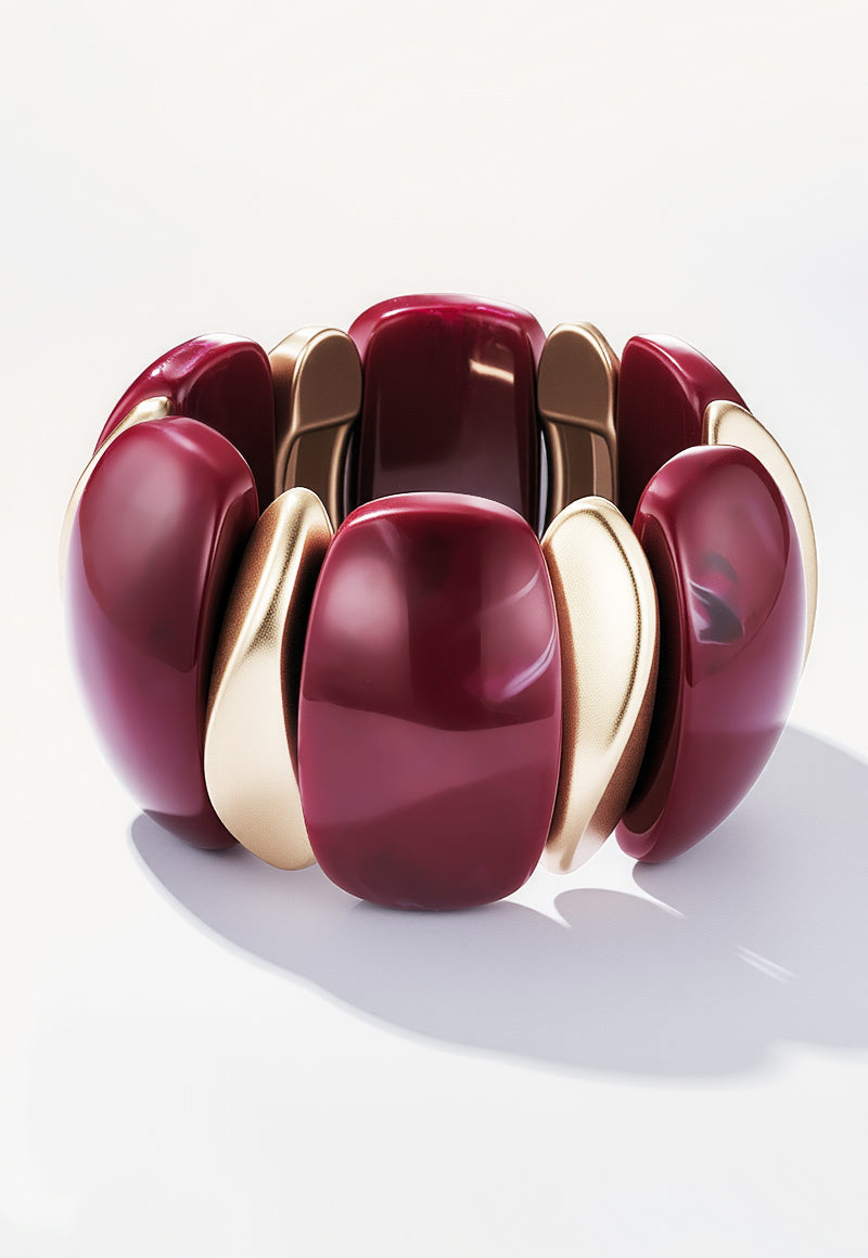 Bracelet en résine élastique - Bordeaux