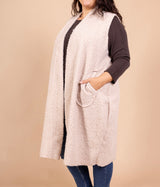 Veste longue sans manches en bouclette