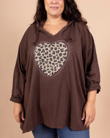 Tunique sweat à capuche coeur brillant