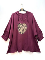 Tunique sweat à capuche coeur brillant