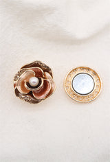 Broche aimantée - Fleurs avec perle au coeur