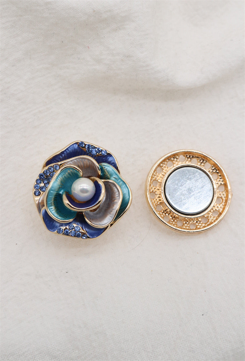 Broche aimantée - Fleurs avec perle au coeur