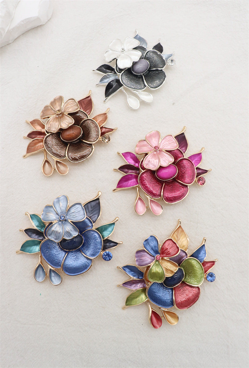 Broche aimantée - Fleurs avec grande perle