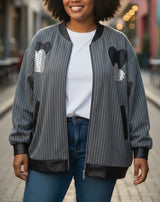 Gilet style bombers à rayures coeur brillants