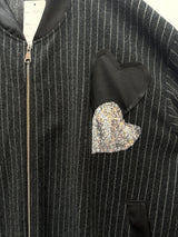 Gilet style bombers à rayures coeur brillants