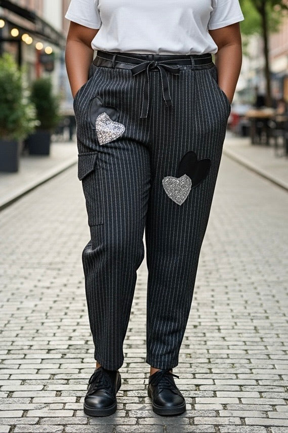 Pantalon à rayures touché laine