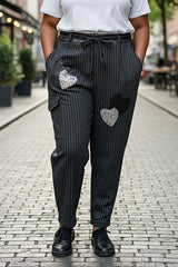 Pantalon à rayures touché laine