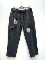 Pantalon à rayures touché laine