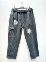 Pantalon à rayures touché laine