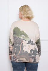 T-shirt manches longues imprimé village