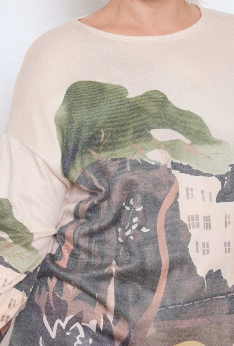 T-shirt manches longues imprimé village