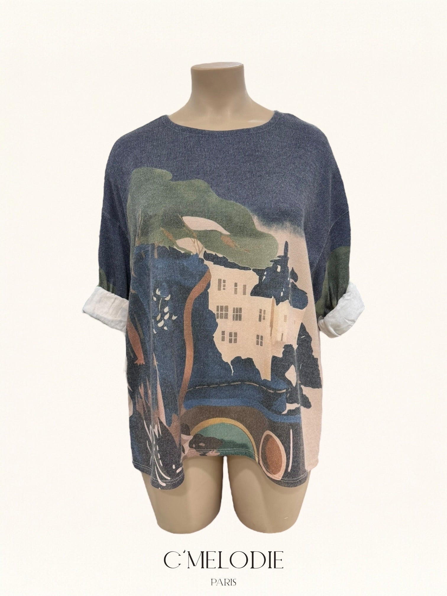 T-shirt manches longues imprimé village