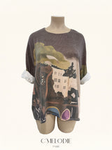 T-shirt manches longues imprimé village