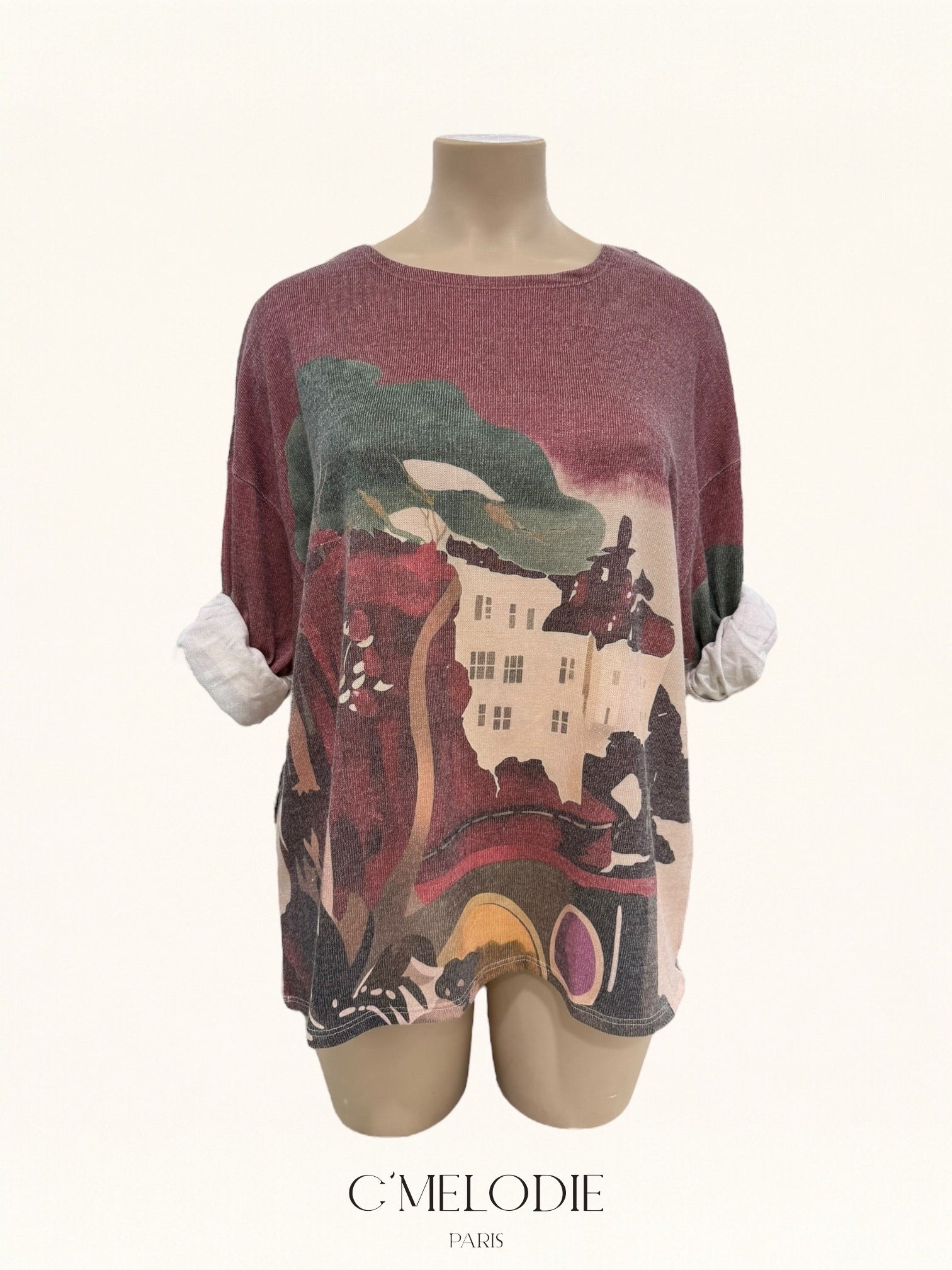 T-shirt manches longues imprimé village