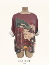 T-shirt manches longues imprimé village