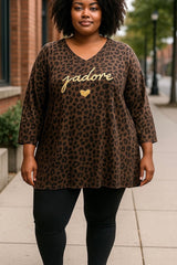 T-shirt sweat léopard "J'adore"