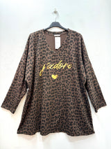 T-shirt sweat léopard "J'adore"