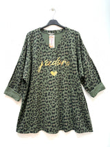 T-shirt sweat léopard "J'adore"